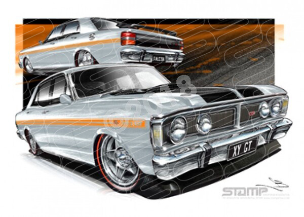 FORD XY GT FALCON QUICKSILVER A3 FRAMED PRINT (FT079)