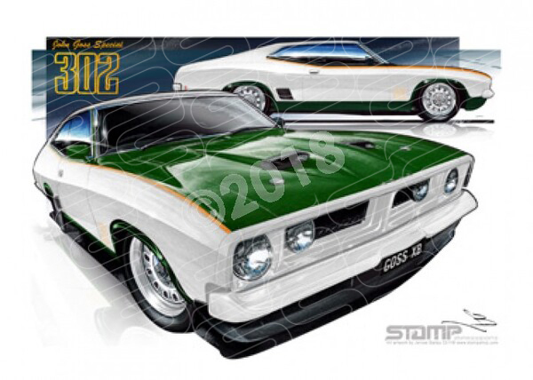 Ford Coupe XB GOSS SPECIAL GREEN BONNET A3 FRAMED PRINT (FT110)