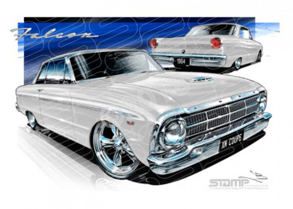 Ford Coupe XM XM FALCON COUPE WHITE A3 FRAMED PRINT (FT059)