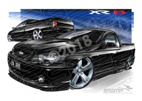 Ford Ute BA XR8 UTE BA XR8 FALCON UTE SILOUHETTE A3 FRAMED PRINT (FT148)