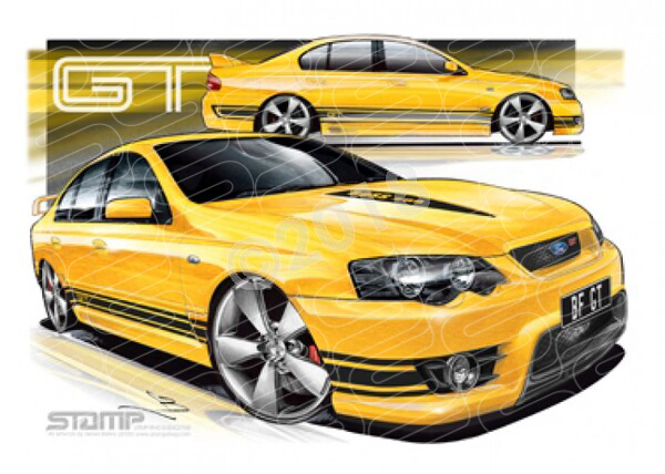 FPV BF GT BF GT RAPID YELLOW BLACK STRIPES A3 FRAMED PRINT (FV021)