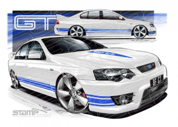 FPV BF GT BF GT WINTER WHITE BLUE STRIPES A3 FRAMED PRINT (FV022)