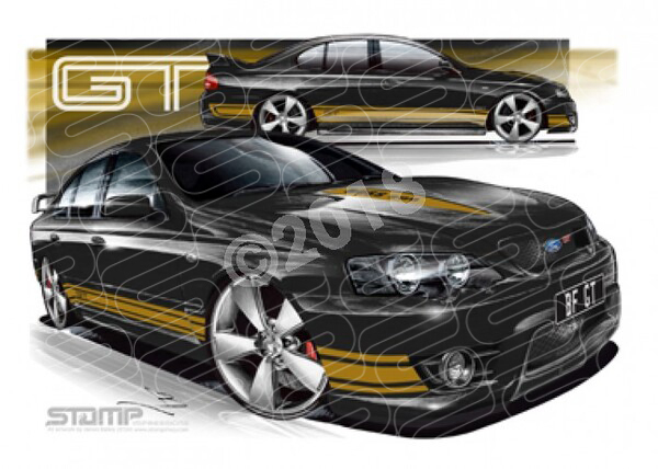 FPV BF GT BF GT SILHOUETTE GOLD STRIPES A3 FRAMED PRINT (FV026)