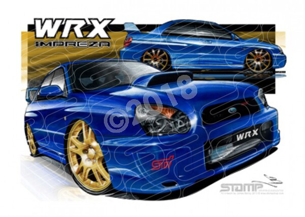 Imports Subaru WRX 2004 STI IMPREZA BLUE A3 FRAMED PRINT (S023)
