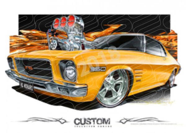 HOLDEN 1972 HQ MONARO COUPE YELLOW BLOWN A3 FRAMED PRINT CAR WALL ART