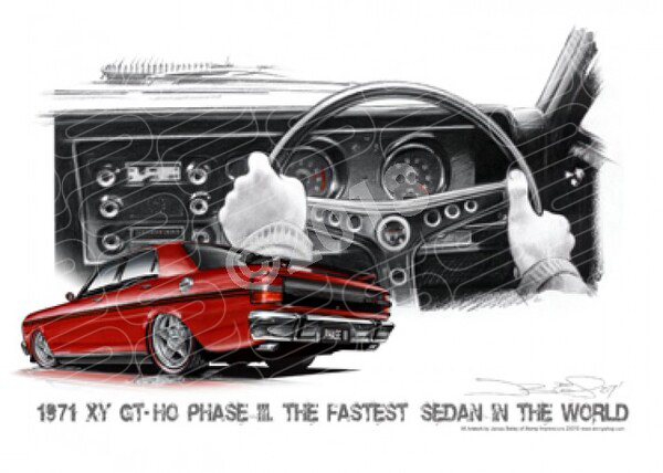 FORD XY GT FALCON DASH TRACK RED BLACK STRIPES A3 FRAMED PRINT (FS001)