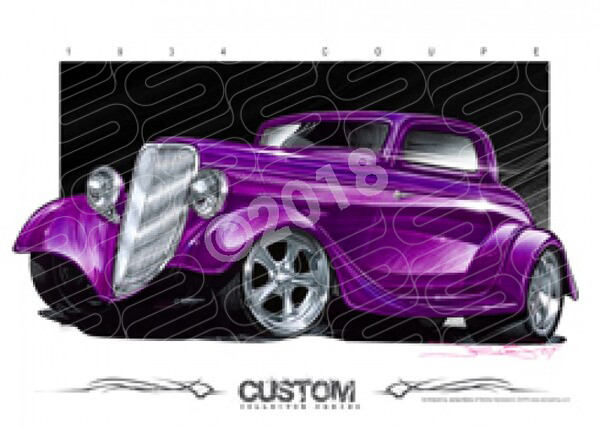 Hot Rod 1934 FORD HOT ROD COUPE A3 FRAMED PRINT (Z003)