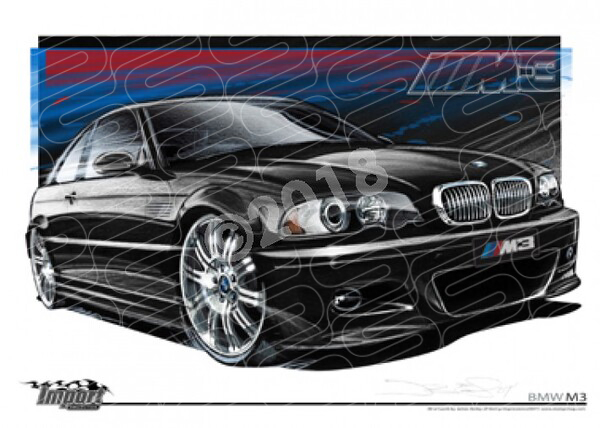 Imports BMW 2005 BMW M3 E46 BLACK A3 FRAMED PRINT (S030)