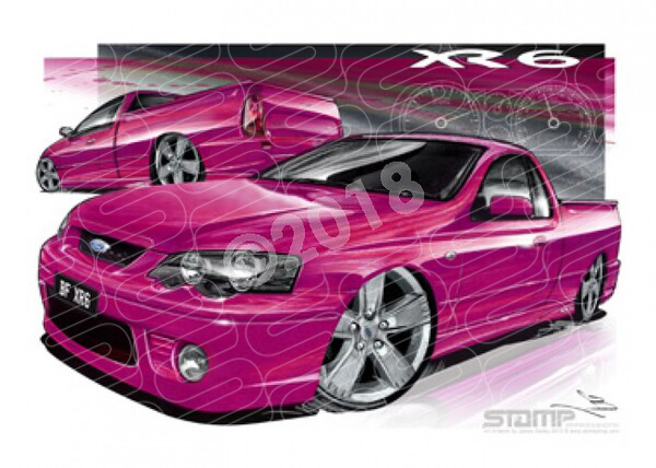 FORD BF XR6 FALCON UTE MENACE PURPLE A3 FRAMED PRINT (FT173)