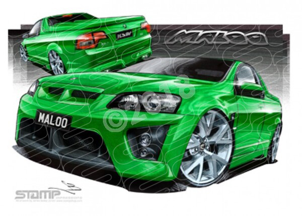 HSV Maloo VE MALOO UTE ATOMIC GREEN A3 FRAMED PRINT (V136)