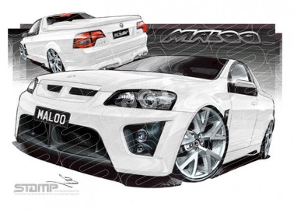 HSV Maloo VE MALOO UTE HERON WHITE A3 FRAMED PRINT (V137)