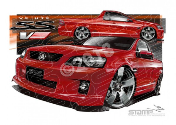 HOLDEN VE SSV UTE RED HOT A3 FRAMED PRINT (HC169V)