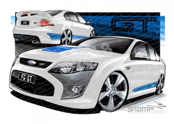 FPV FG GT FG GT WINTER WHITE BLUE STRIPES A3 FRAMED PRINT (FV055)