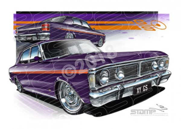 Ford Classics XY GS XY GS FAIRMONT WILD VIOLET A3 FRAMED PRINT (FT163A)