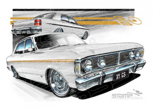 Ford Classics XY GS XY GS FAIRMONT ULTRA WHITE A3 FRAMED PRINT (FT163B)