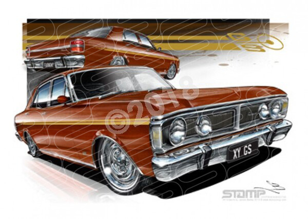 Ford Classics XY GS XY GS FAIRMONT BRONZE WINE A3 FRAMED PRINT (FT163C)