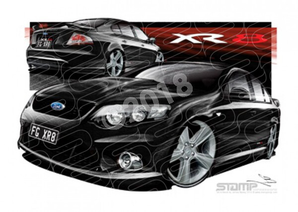 XR8 FG XR8 FG XR8 FALCON SEDAN SILHOUETTE BLACK A1 FRAMED PRINT (FT188)