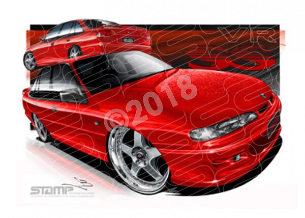 HOLDEN VR SS COMMODORE RED A1 FRAMED PRINT (HC07C)