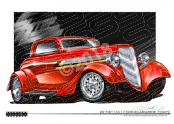 ZZ TOP FORD 33 COUPE A1 FRAMED PRINT (M021)