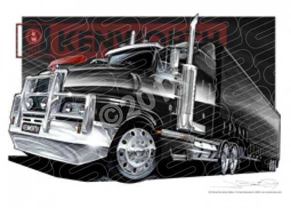 Truck KENWORTH TRUCK BLACK A1 FRAMED PRINT (Q03)