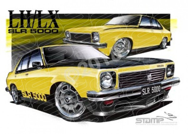 HOLDEN TORANA SLR 5000 ABSYNTH YELLOW A1 FRAMED PRINT (HC180F)