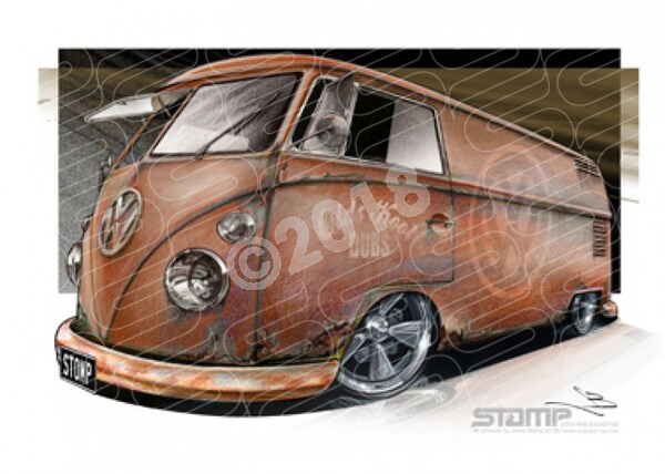 Classic KOMBI OLDS KOOL BROWN A1 FRAMED PRINT (C021)