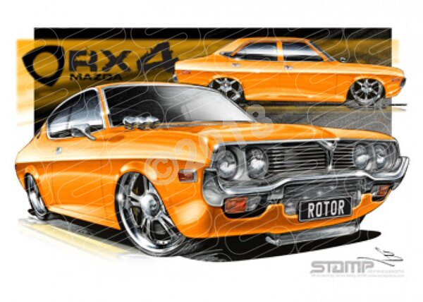 Imports Mazda RX4 ORANGE A1 FRAMED PRINT (S009B)