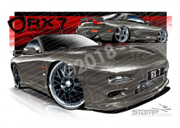 Imports Mazda RX7 GEN 3 GREY A1 FRAMED PRINT (S005G)