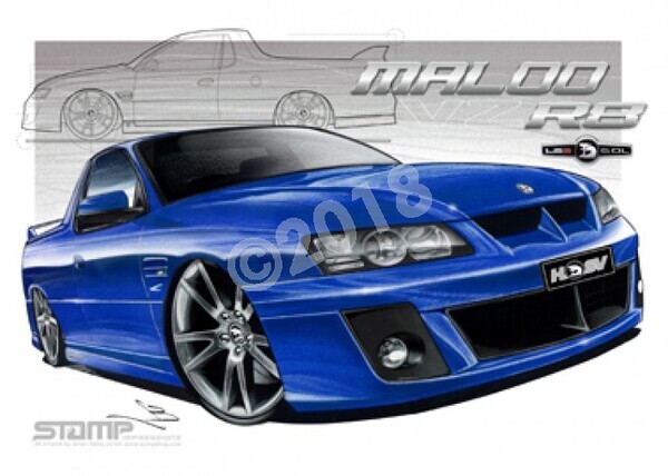 HSV Maloo VZ VZ MALOO R8 UTE BARBADOS BLUE A1 FRAMED PRINT (V100)