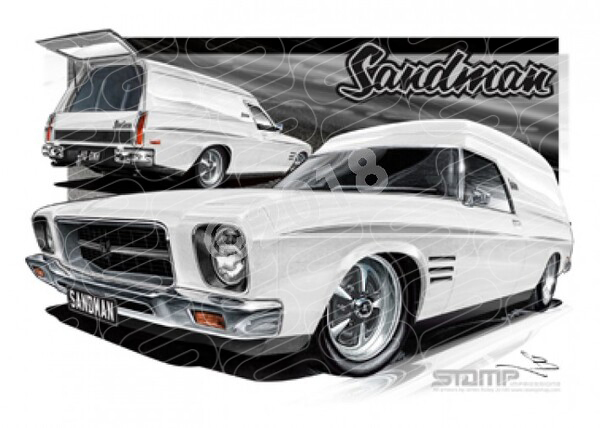 HOLDEN SANDMAN HQ PANEL VAN HERON WHITE A1 FRAMED PRINT (HC403)