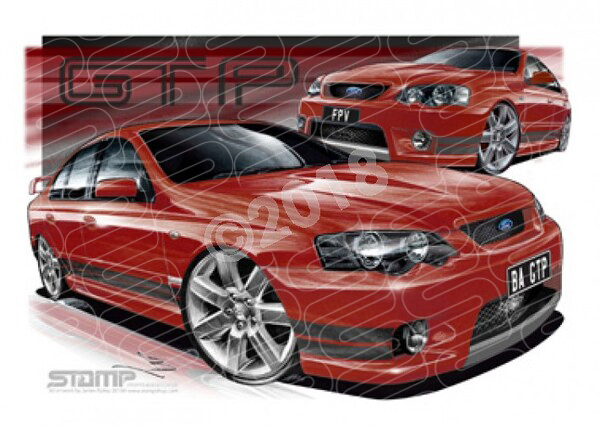 FPV BA GT BA GT-P MANDARIN BLACK STRIPES A1 FRAMED PRINT (FV010I)