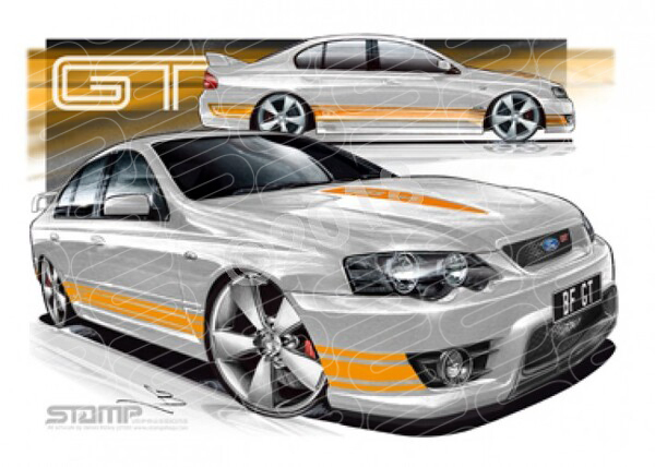 FPV BF GT BF GT LIGHTNING STRIKE ORANGE STRIPES A1 FRAMED PRINT (FV026I)