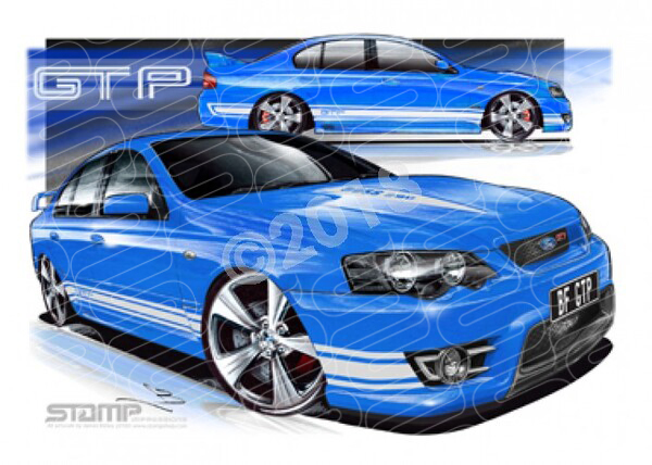 FPV BF GT BF GT-P SHOCKWAVE WHITE STRIPES A1 FRAMED PRINT (FV031K)