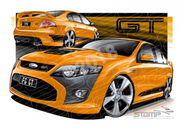 FPV FG GT FG GT OCTANE BLACK STRIPES A1 FRAMED PRINT (FV080)