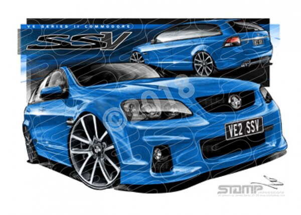 HOLDEN VE II SSV COMMODORE WAGON PERFECT BLUE A1 FRAMED PRINT (HC604)