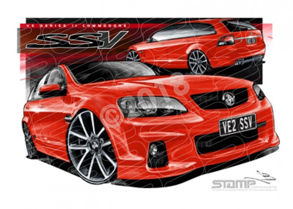 HOLDEN VE II SSV COMMODORE WAGON RED HOT A1 FRAMED PRINT (HC610)
