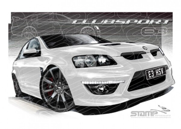 HSV E3 CLUBSPORT HERON WHITE SV BLACK A1 FRAMED PRINT (V298)