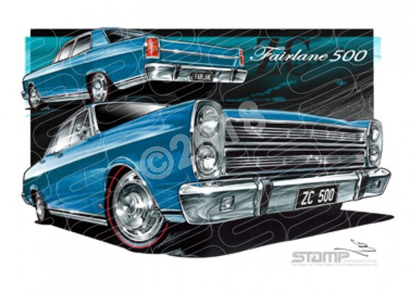 FAIRLANE 500 1969 ZC FORD 500 FAIRLANE CANDY OPAL GLOW A1 FRAMED PRINT (FT200I)