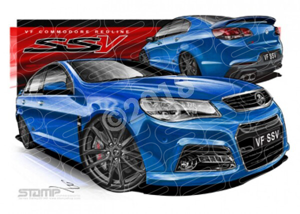 Commodore VF VF SSV REDLINE VF SSV REDLINE PERFECT BLUE BLACK RIMS WING A1 FRAMED PRINT (HC686)