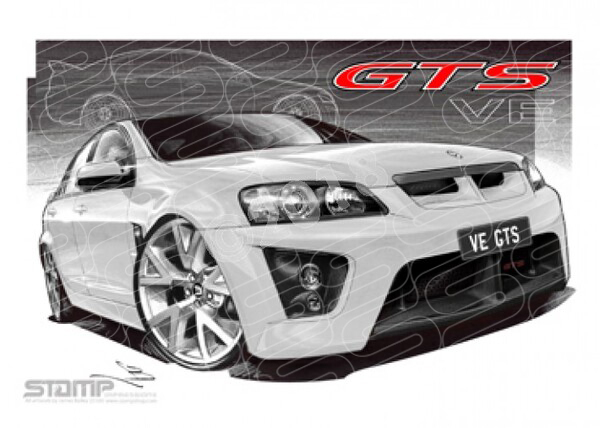 HSV Gts VE VE GTS HERON WHITE A1 FRAMED PRINT (V122B)