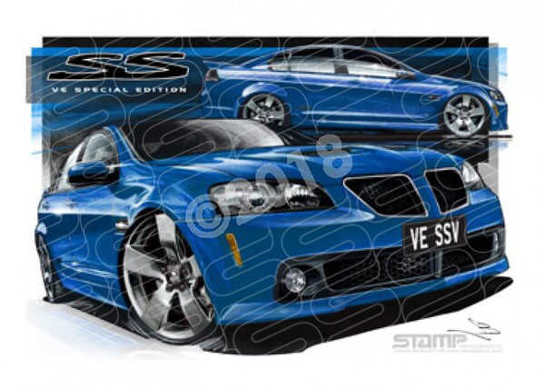 Commodore VE VE SSV G8 SEDAN VOODOO BLUE A1 FRAMED PRINT (HC382)