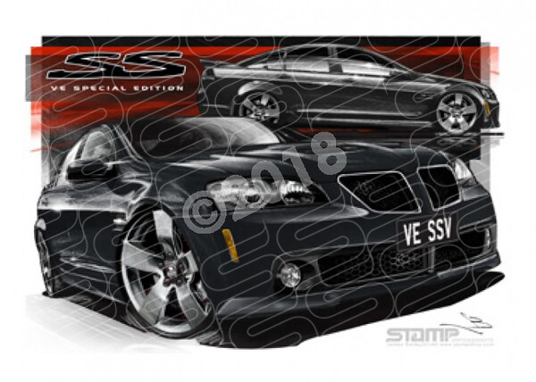 Commodore VE VE SSV G8 SEDAN PHANTOM BLACK A1 FRAMED PRINT (HC385)