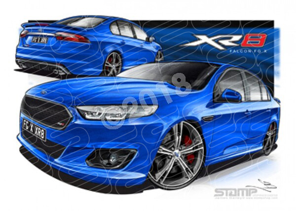 XR8 FG X XR8 FALCON FGX XR8 KINETIC BLUE A1 FRAMED PRINT (FT372)