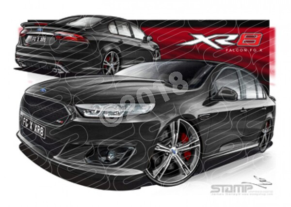 XR8 FG X XR8 FALCON FGX XR8 SILHOUETTE BLACK A1 FRAMED PRINT (FT374)