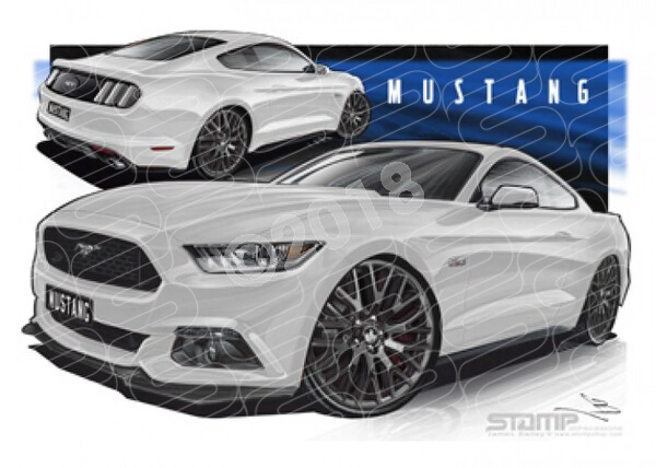 Mustang 2016 GT OXFORD WHITE A1 FRAMED PRINT (FT351)