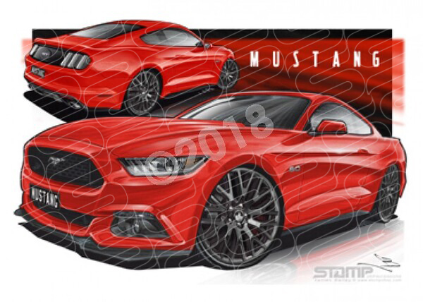 Mustang 2016 GT RACE RED A1 FRAMED PRINT (FT354)