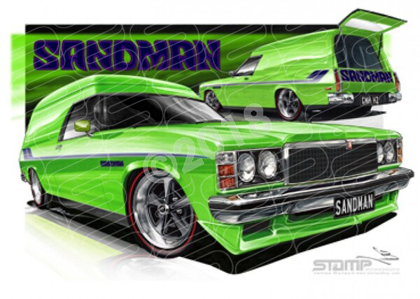 HOLDEN SANDMAN HZ PANAMA GREEN A1 FRAMED PRINT (HC877)
