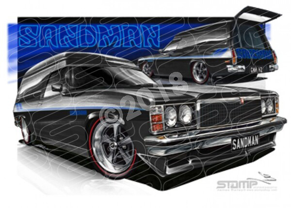 HOLDEN SANDMAN HZ TUXEDO BLACK A1 FRAMED PRINT (HC871)