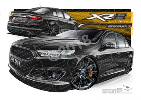 XR8  FG X XR8 SPRINT FG XR8 SPRINT FALCON SEDAN SILHOUETTE A1 FRAMED PRINT (FT392)