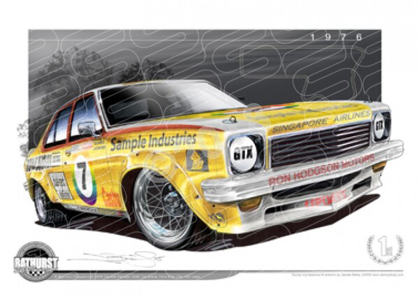 Bathurst Legends 1976 HOLDEN LH TORANA L34 BOB MORRIS / JOHN FITZPATRICK A1 FRAMED PRINT (B014)